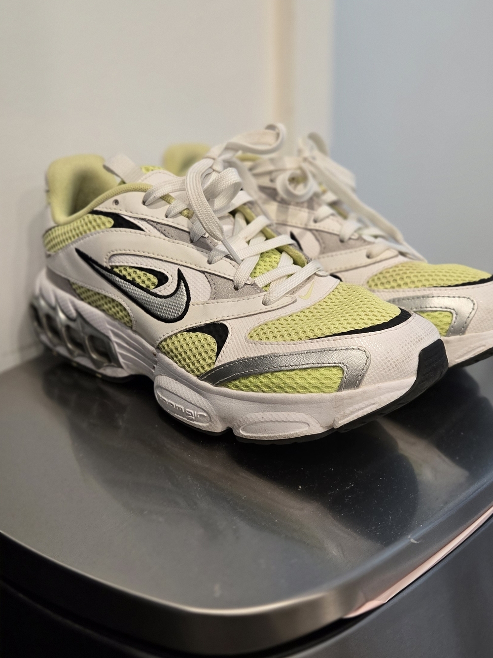 Women's Nike Electric Yellow And Silver Sneakers. Size 9.